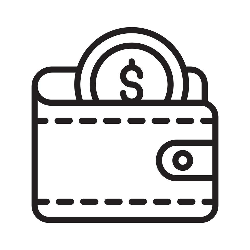 Wallet Vector Style illustration. Business and Finance Outline Icon.