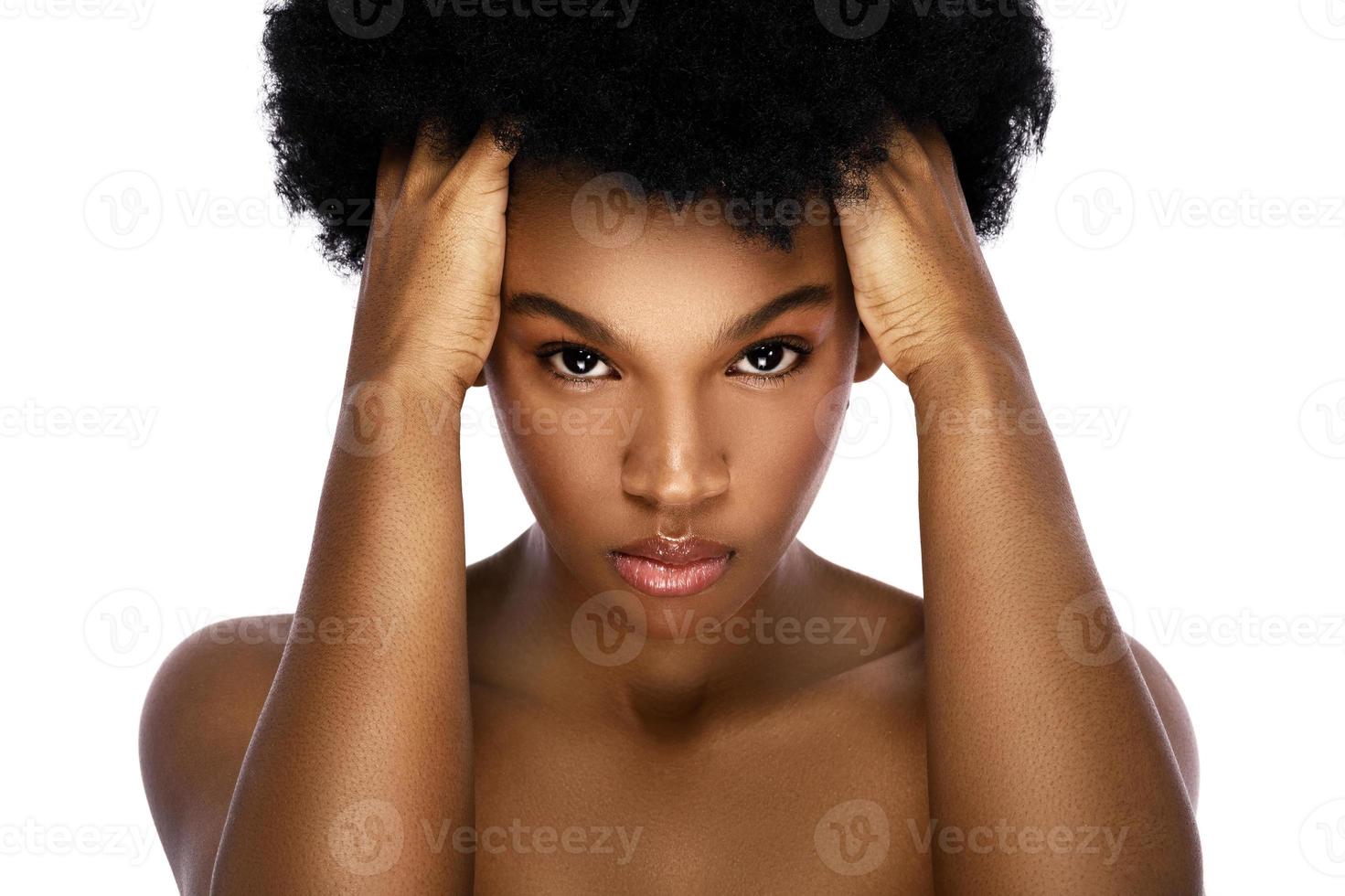 Portrait of young and cute african woman photo