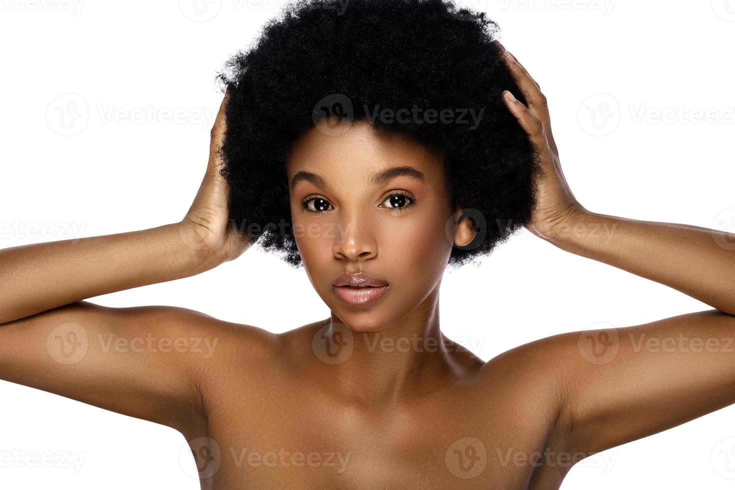 Portrait of young and cute african woman photo