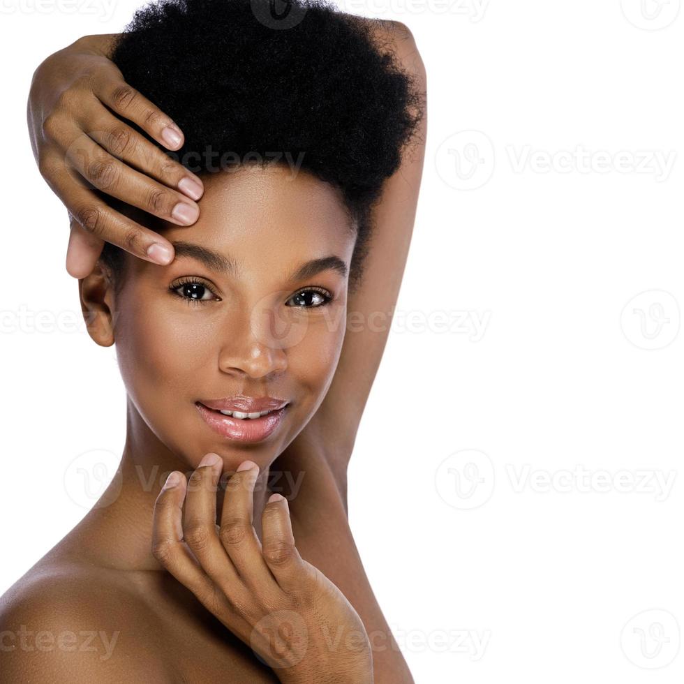 Portrait of young and cute african woman photo