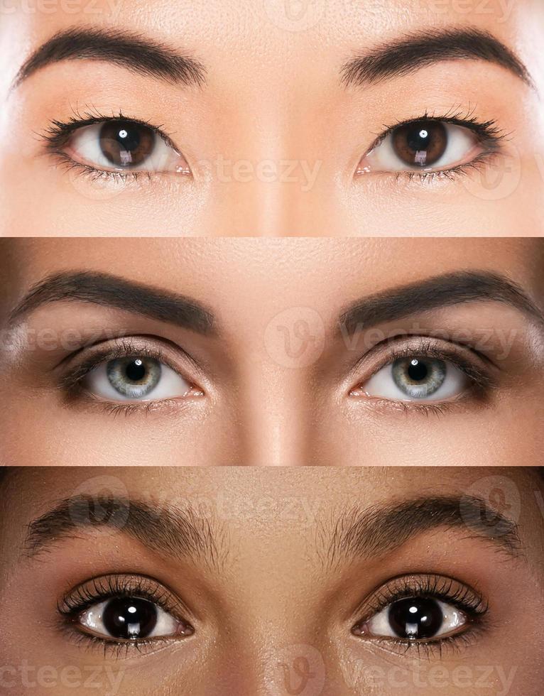 Collage with female eyes of different ethnicity photo