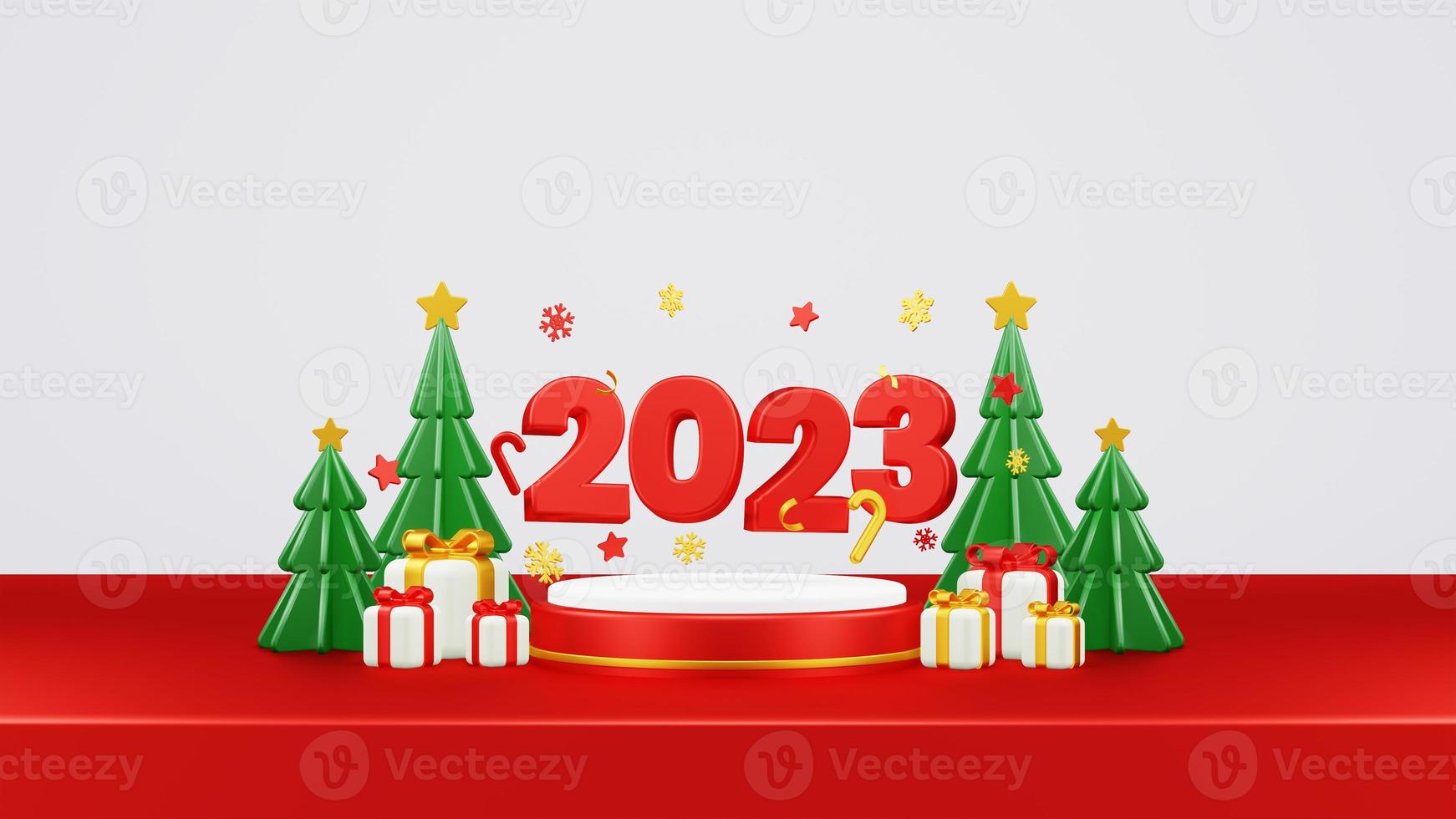 Merry Christmas 3D Render Composition With Ornament For Event Sale Social Media And Landing Page photo