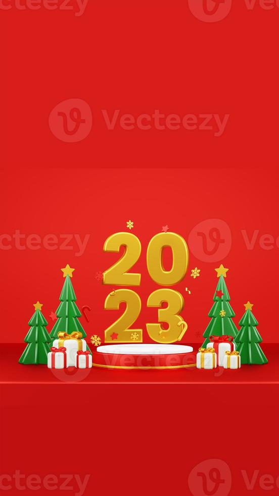 Merry Christmas 3D Render Composition With Ornament For Event Sale Social Media And Landing Page photo
