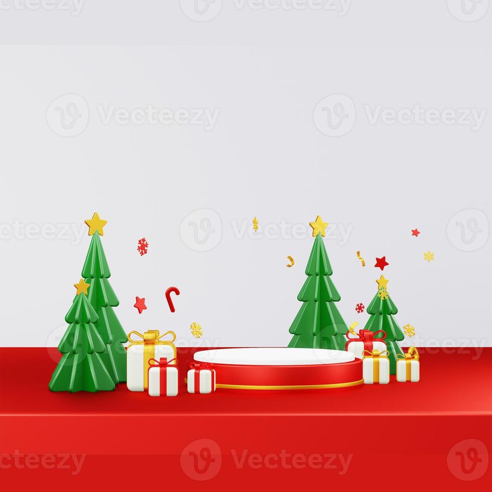 Merry Christmas 3D Render Composition With Ornament For Event Sale Social Media And Landing Page photo