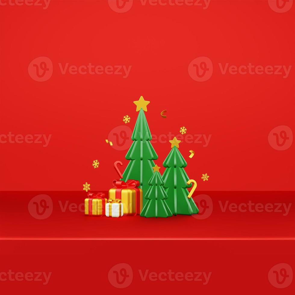 Merry Christmas 3D Render Composition With Ornament For Event Sale Social Media And Landing Page photo