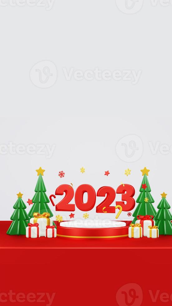Merry Christmas 3D Render Composition With Ornament For Event Sale Social Media And Landing Page photo