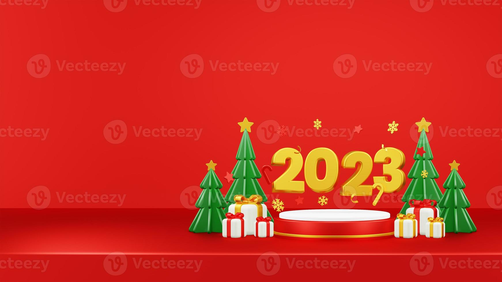 Happy New Year 2023 3D Render Composition With Ornament For Event Promotion Social Media And Landing Page photo