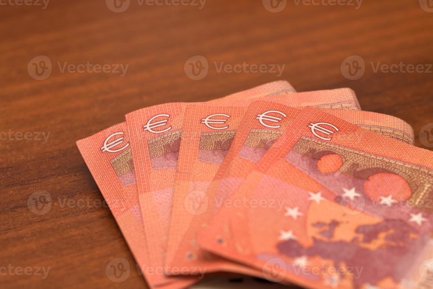 Macro photography of five Euro banknotes photo