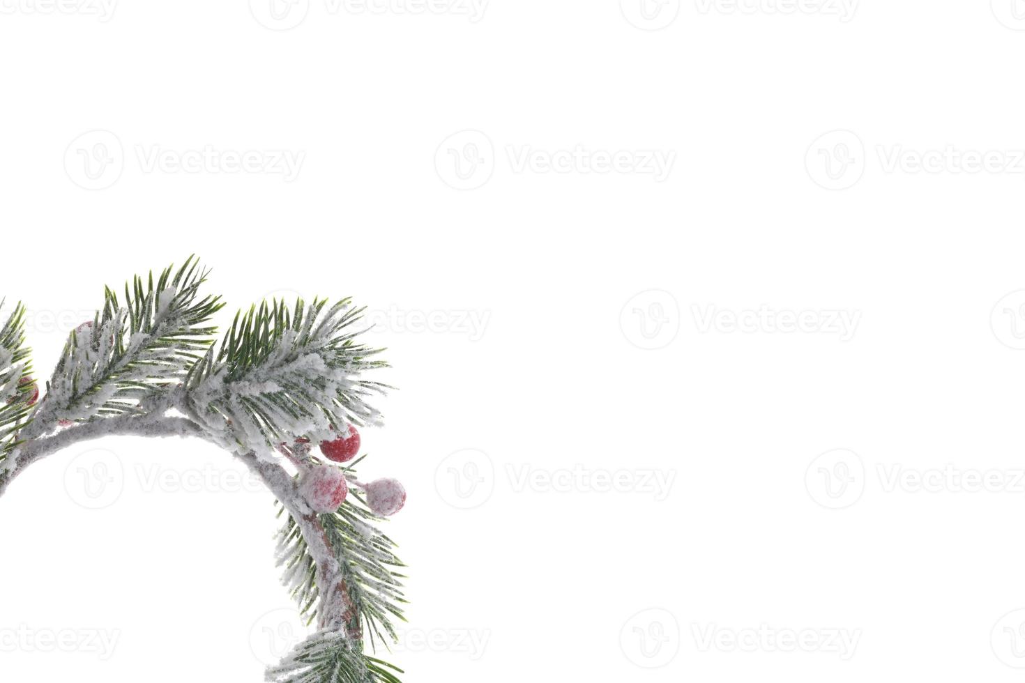 Top view of New Year decorative wreath isolated on white background photo