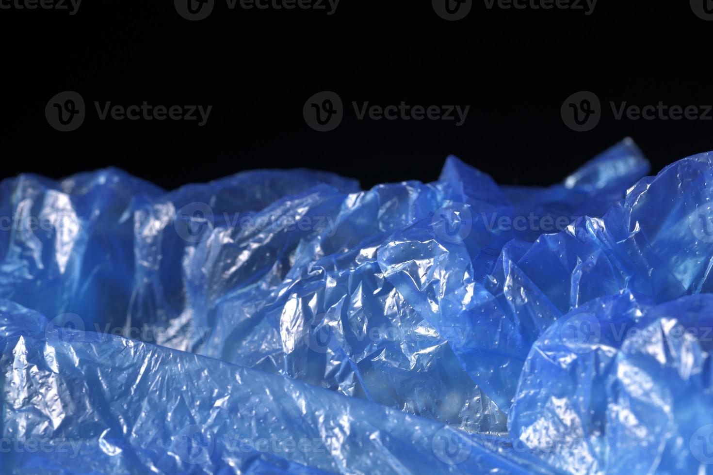 Macro photography of blue plastic bag photo