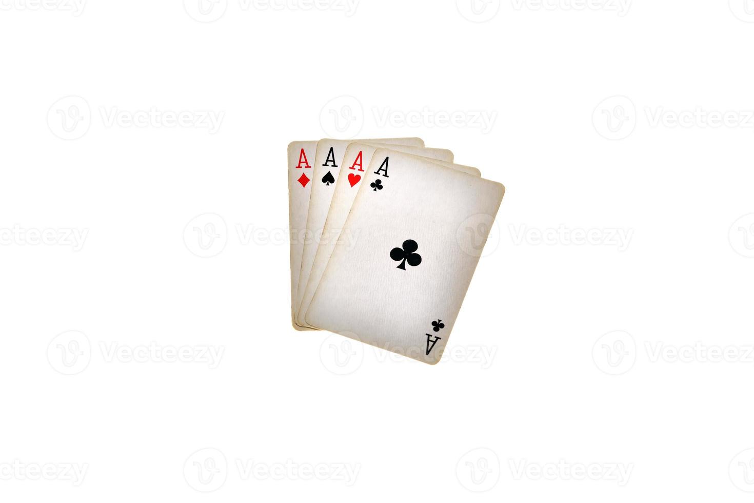 Top view of four aces isolated on white background photo
