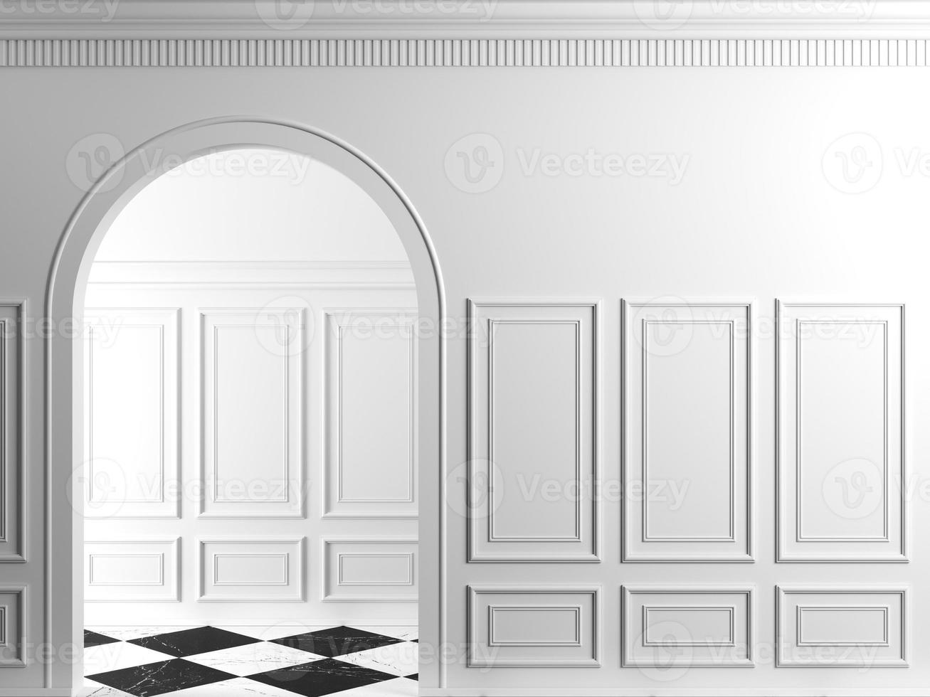 Classic wall white wood panels arch photo