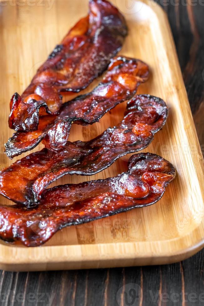 Fried bacon strips photo