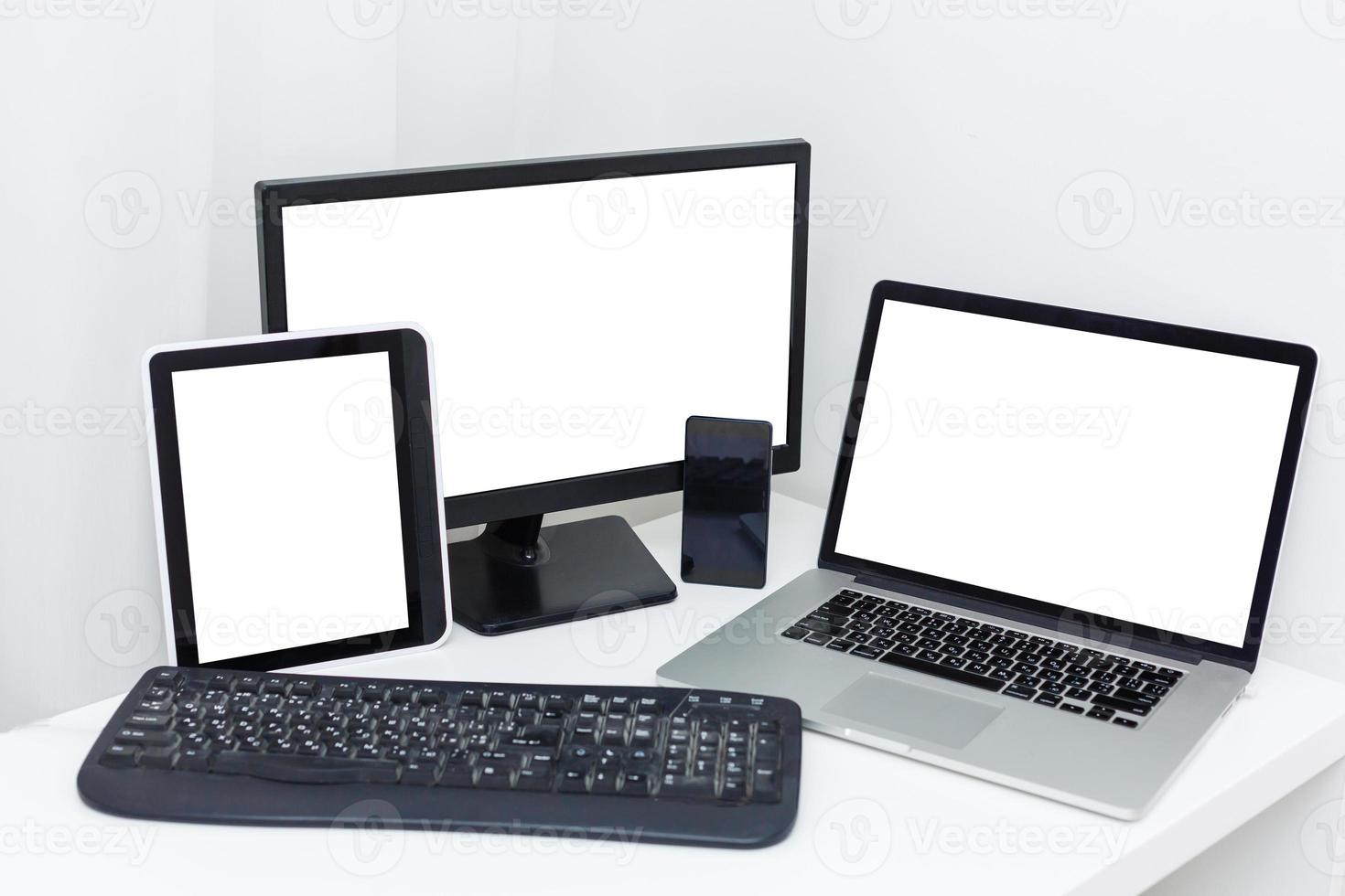 Computer monitor, laptop, tablet and mobile phone photo