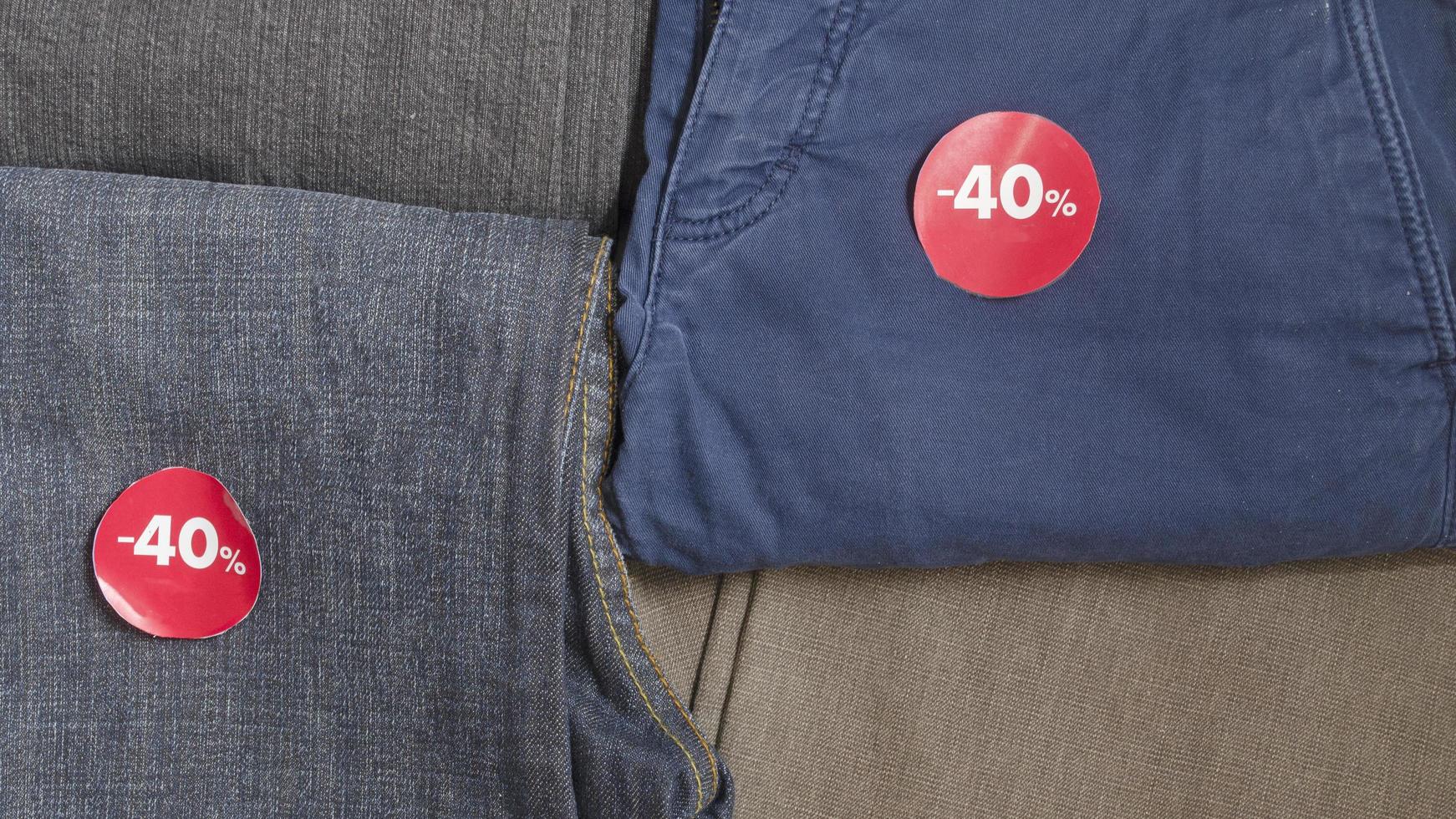 Discount 40 percent on jeans.Season sale. photo