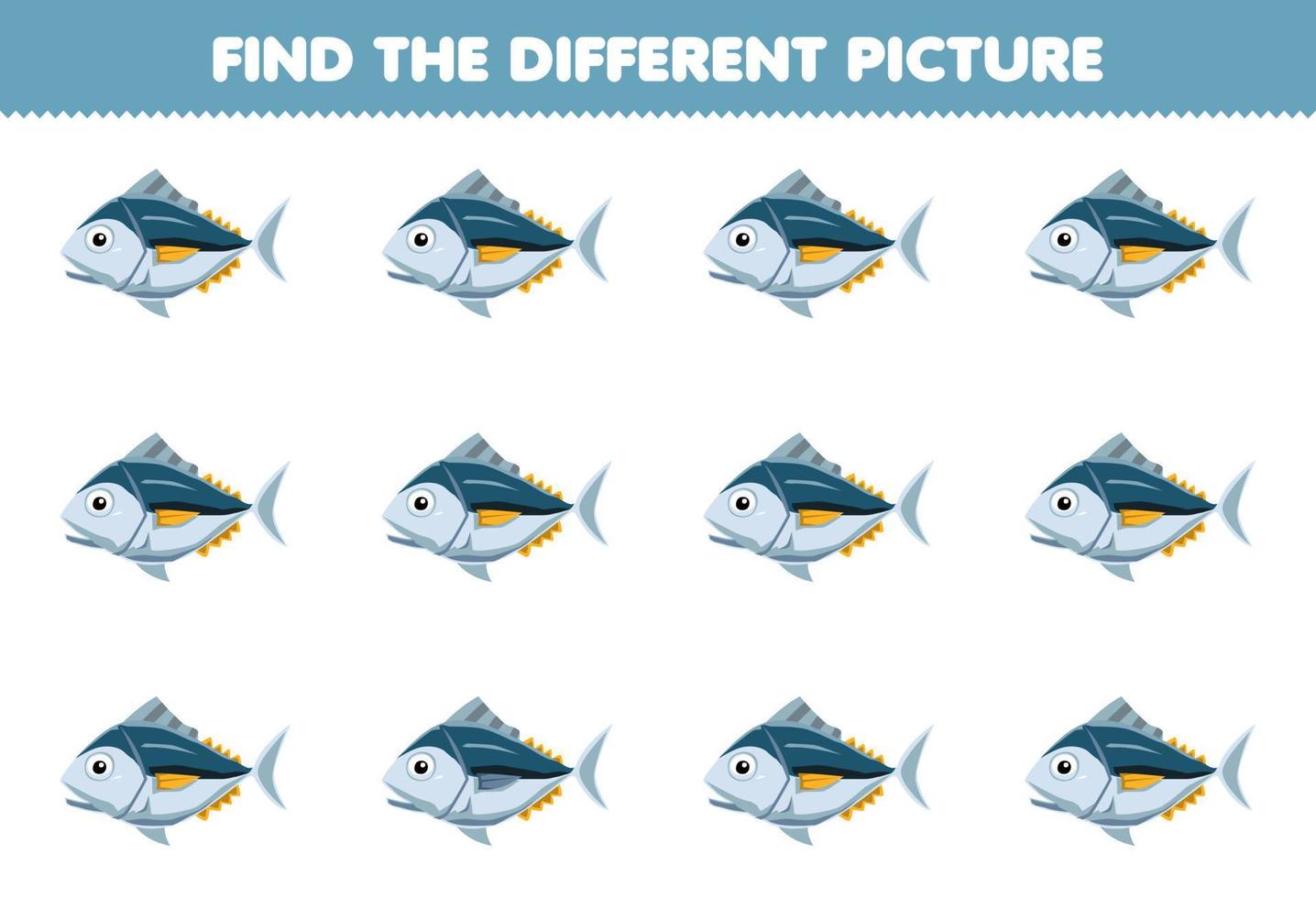 Education game for children find the different picture of cute cartoon tuna fish printable underwater worksheet 16208175 Vector Art at Vecteezy Education game for children find the different picture of cute cartoon tuna fish printable underwater worksheet 16208175 Vector Art at Vecteezy