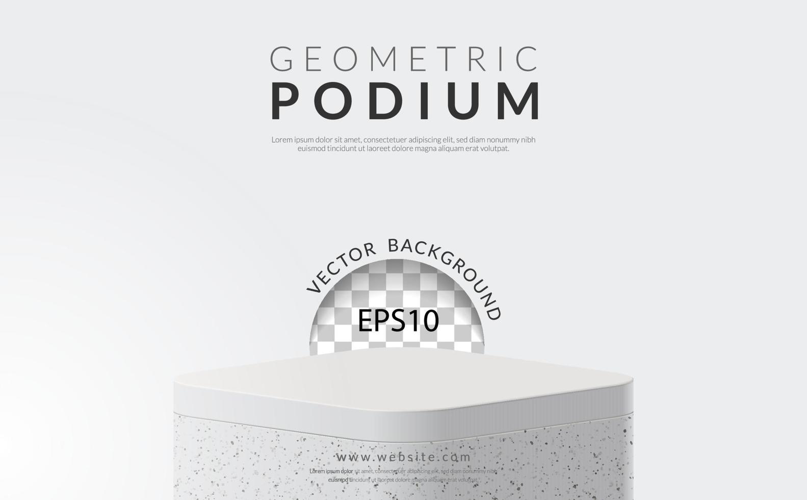 Geometric product display concept, Rectangle white marble podium on white background, vector illustration