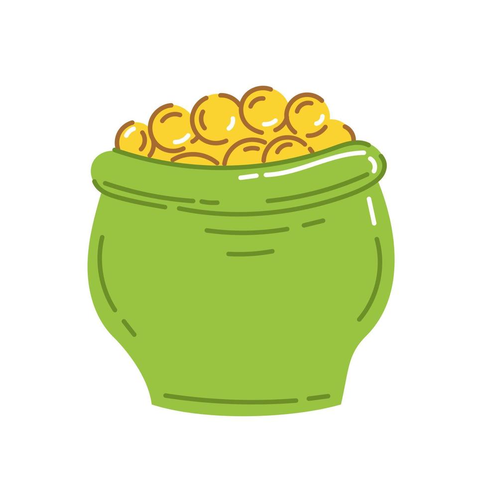 Pot of gold coins St. Patrick's Day Vector illustration flat style