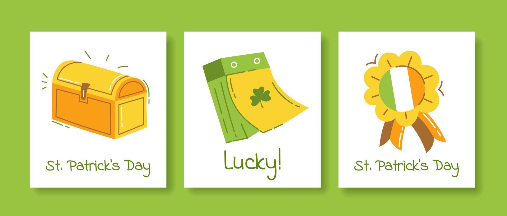 Postcards Set St. Patrick's Day Vector Illustration Flat Style