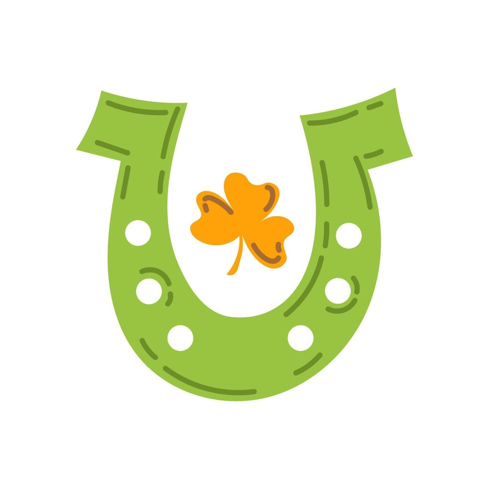 Horseshoe with clover St. Patrick's Day Vector illustration flat style