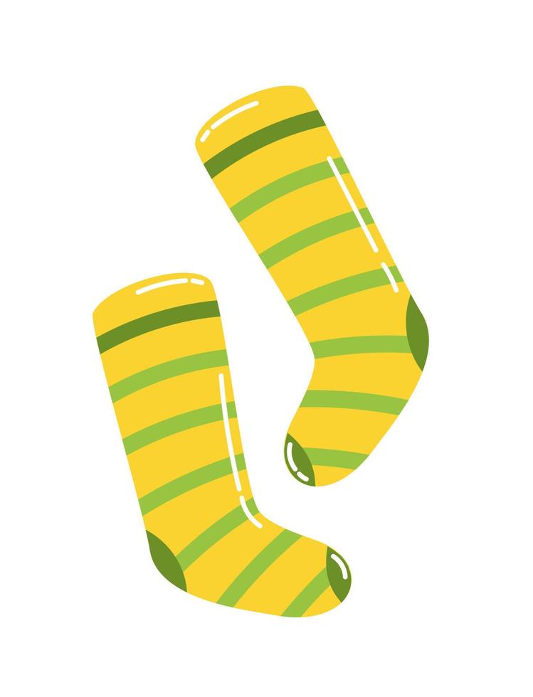 Yellow Striped Socks St. Patrick's Day Vector Illustration Flat Style