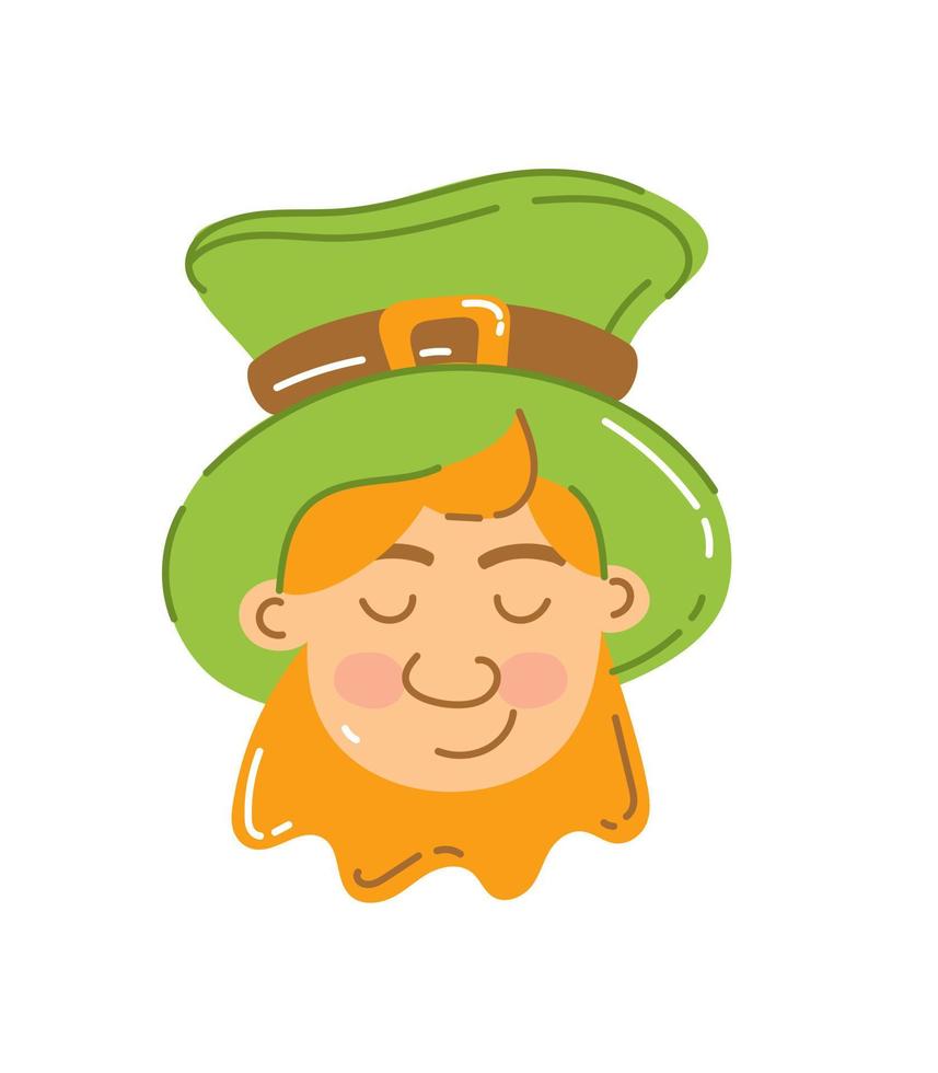 Leprechaun in green hat character St. Patrick's Day Vector illustration flat Style