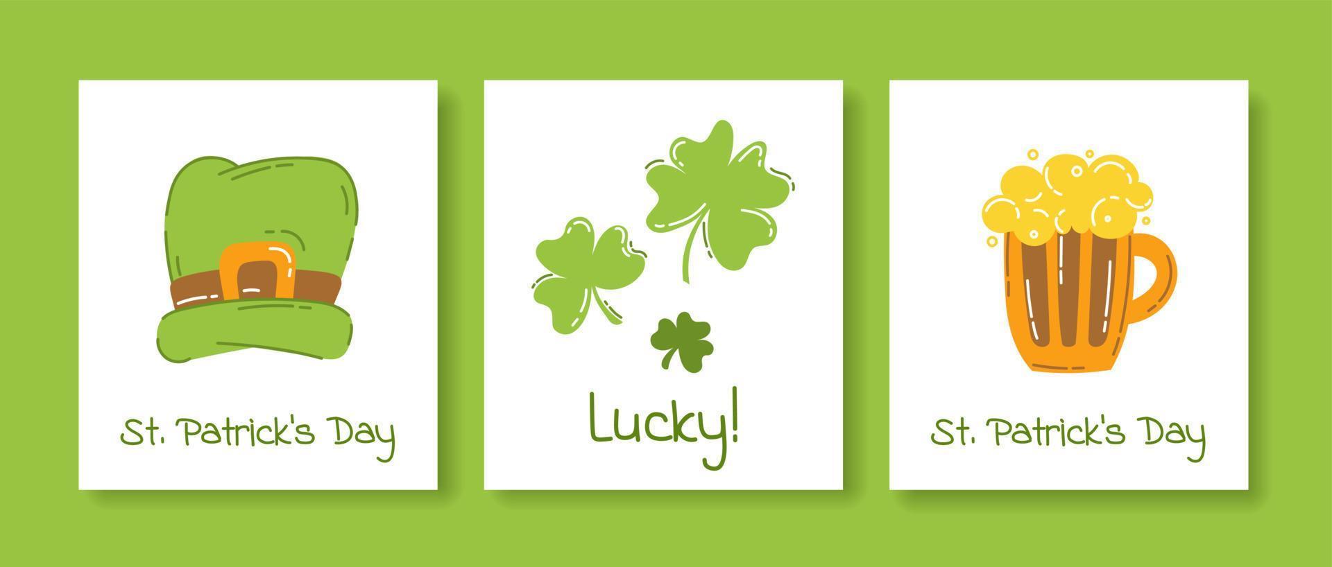 Postcards Set St. Patrick's Day Vector Illustration Flat Style