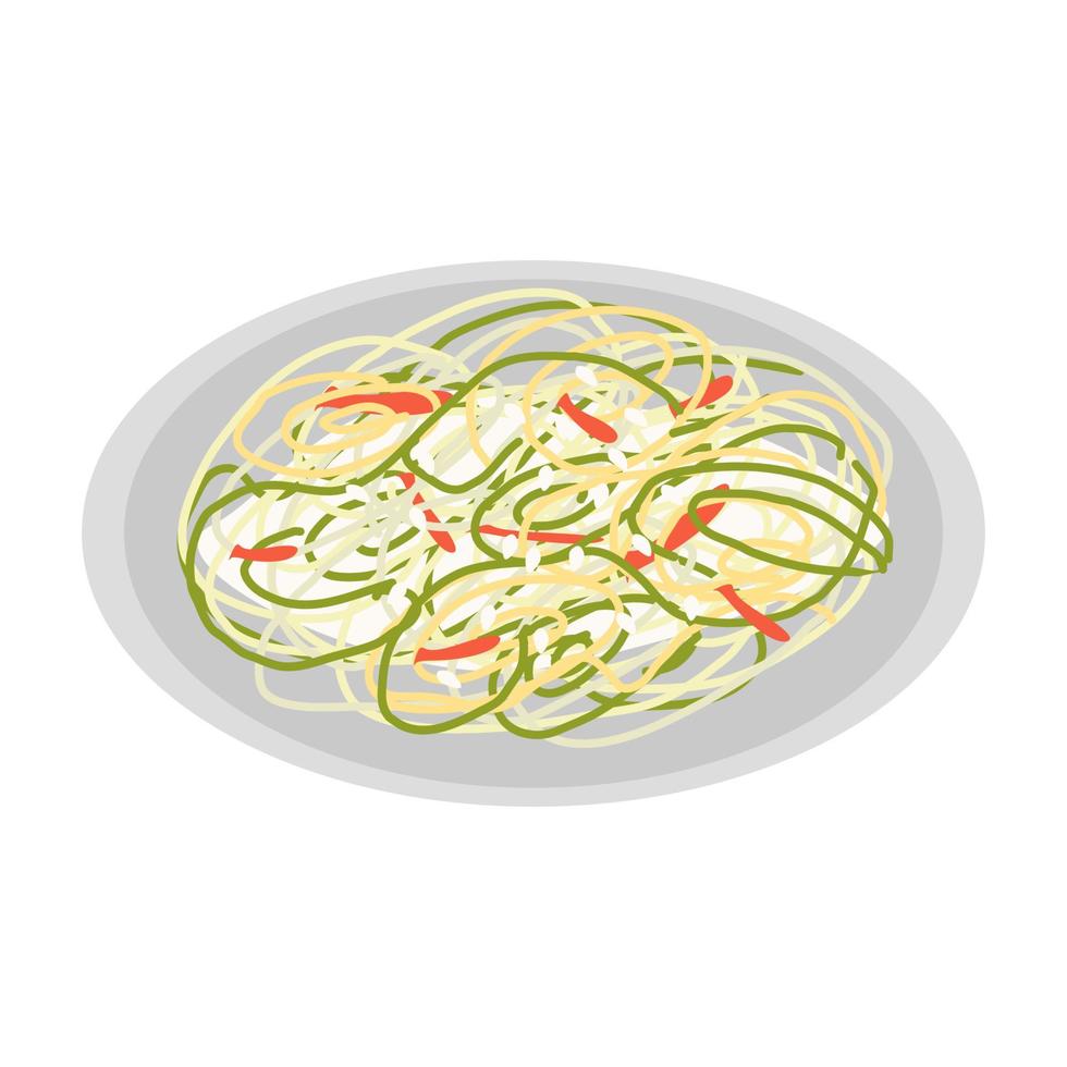 spicy salad with cucumber and garlic pepper on a plate vector