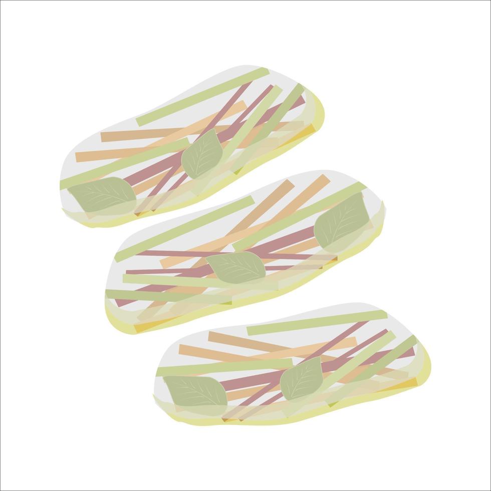 Vegetable spring rolls in rice paper Asian street food vector