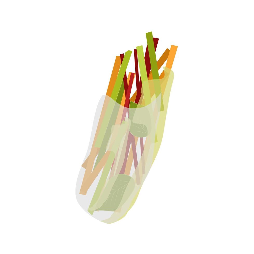 Vegetable spring rolls in rice paper vector