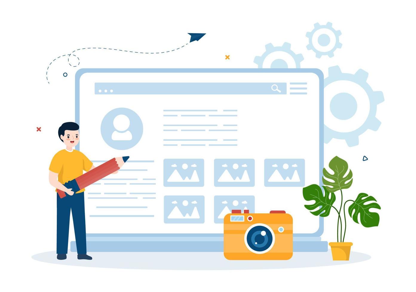 Personal Portfolio with Profile Data, Resume or Self Improvement to Attract Clients and Employers in Flat Cartoon Hand Drawn Templates Illustration vector
