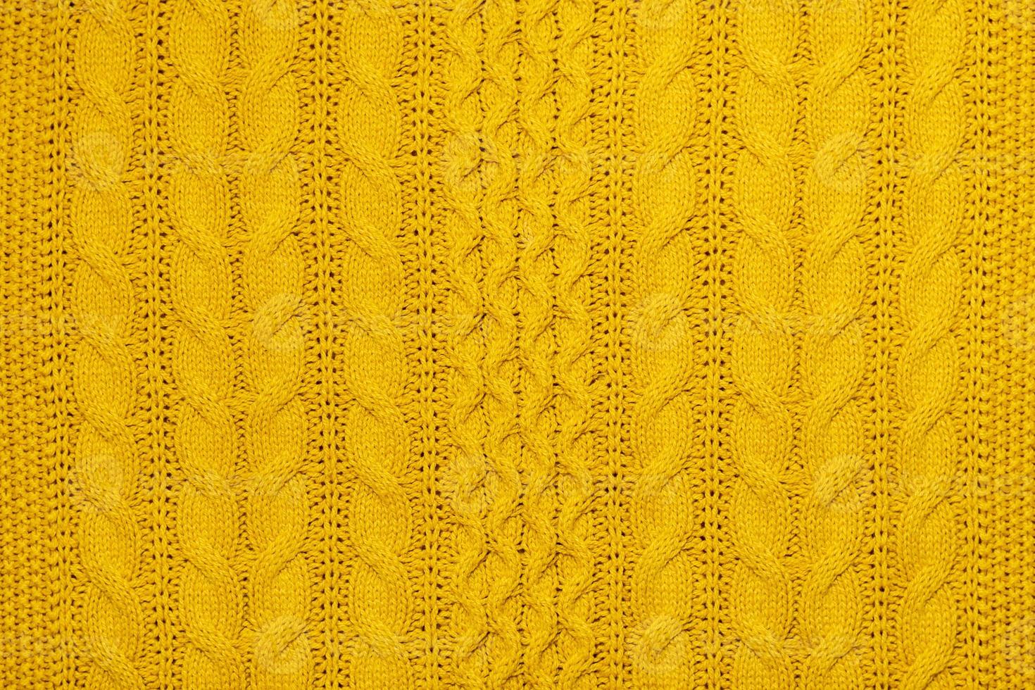 Bright yellow macro photo of textured jersey and knitting of sweater or sweatshirt. Pattern and background for fashion Warm Autumn concept