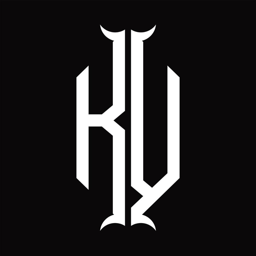 KV Logo monogram with horn shape design template vector