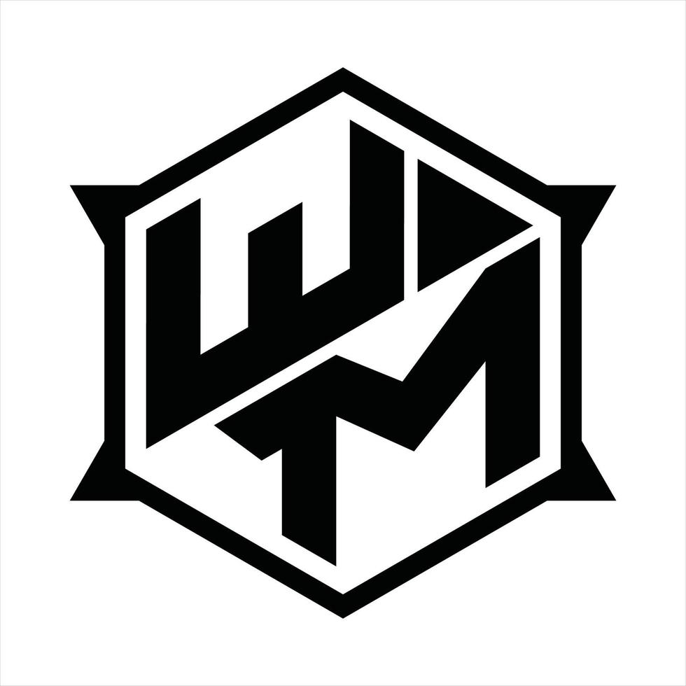 plantilla de diseño de monograma de logotipo wm vector