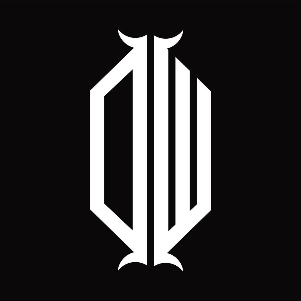 DW Logo monogram with horn shape design template vector