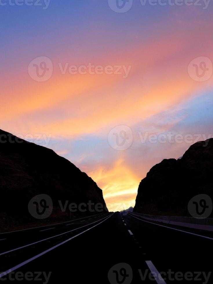 full moon on high way to sharm el sheikh mountains way photo