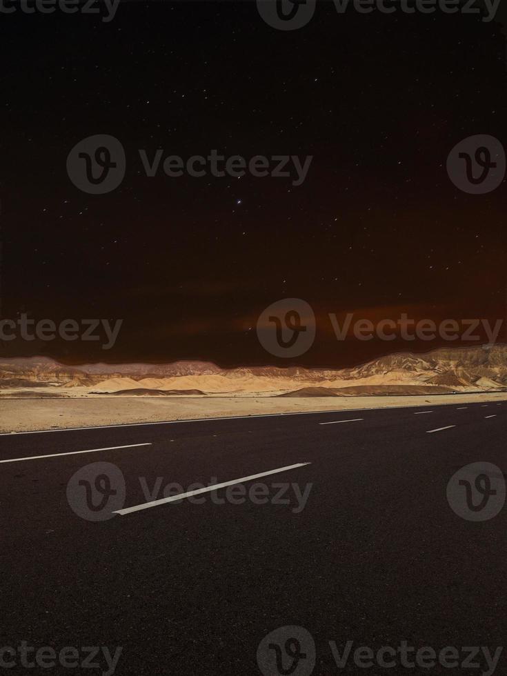 full moon on high way to sharm el sheikh mountains way photo