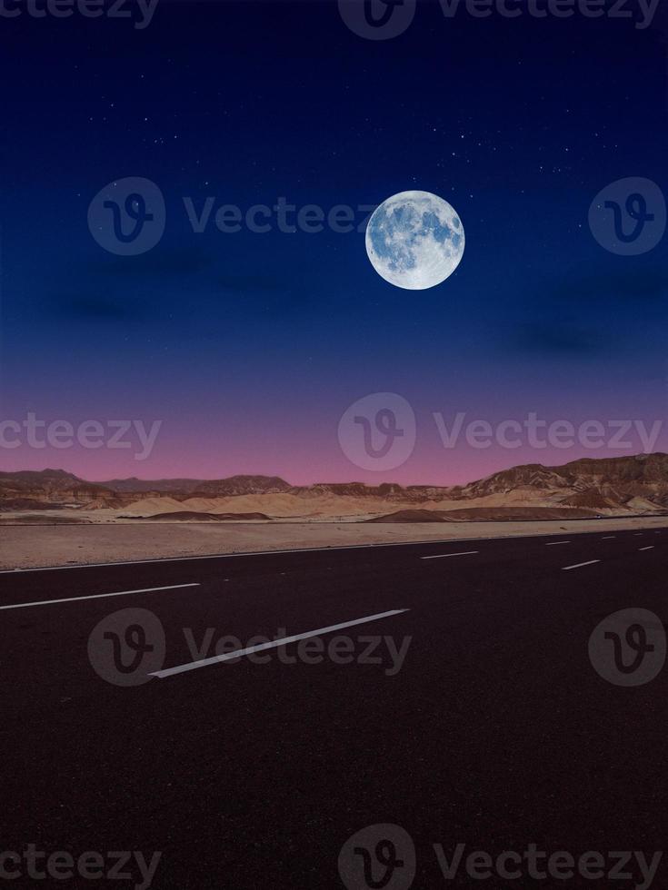 full moon on high way to sharm el sheikh mountains way photo