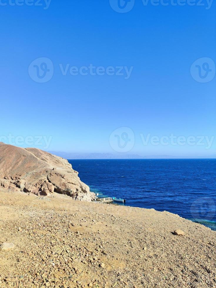 Beautiful sea view of the red sea from over Sinai mountains photo