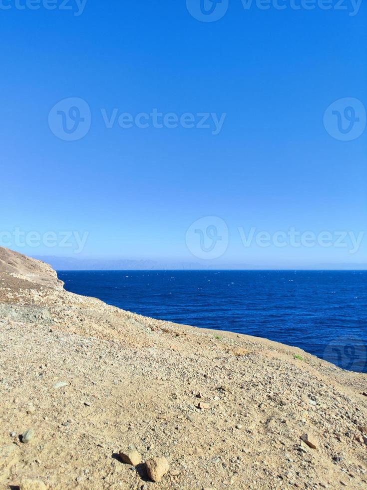 Beautiful sea view of the red sea from over Sinai mountains photo
