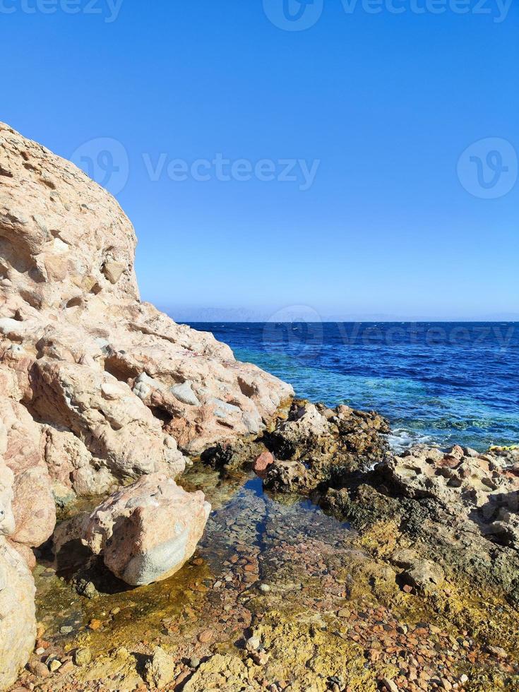 Beautiful sea view of the red sea from over Sinai mountains photo