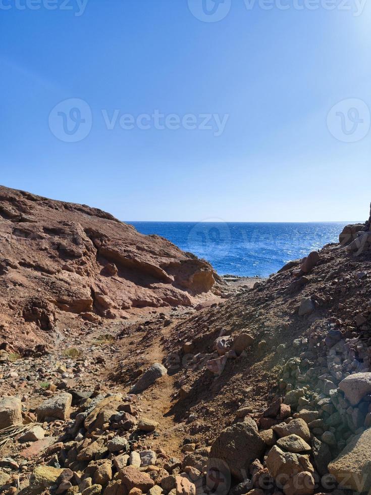 Beautiful sea view of the red sea from over Sinai mountains photo
