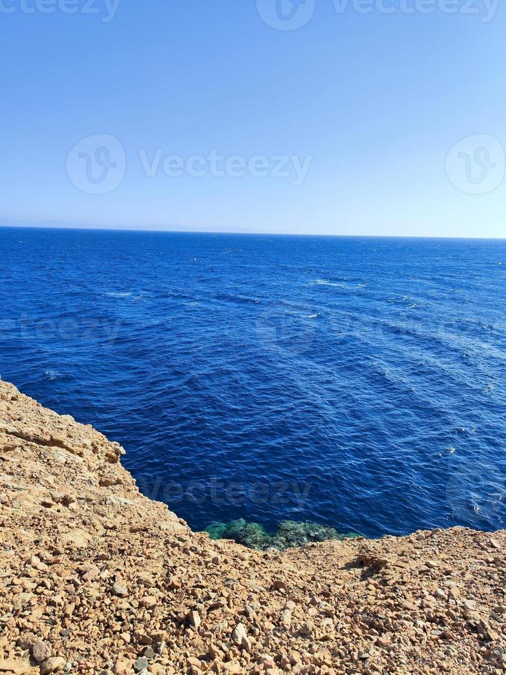 Beautiful sea view of the red sea from over Sinai mountains photo