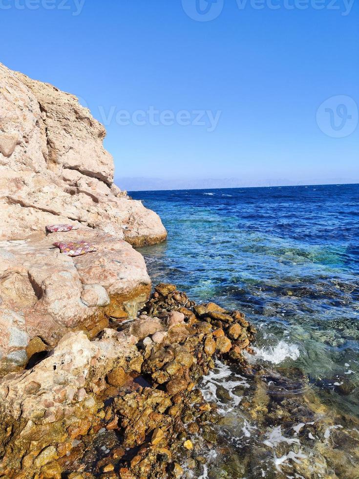 Beautiful sea view of the red sea from over Sinai mountains photo