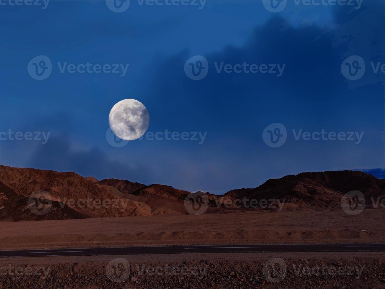 full moon on high way to sharm el sheikh mountains way photo