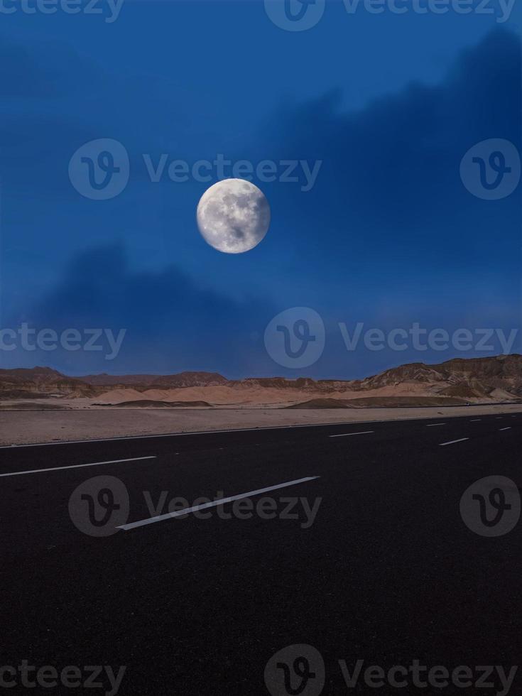 full moon on high way to sharm el sheikh mountains way photo