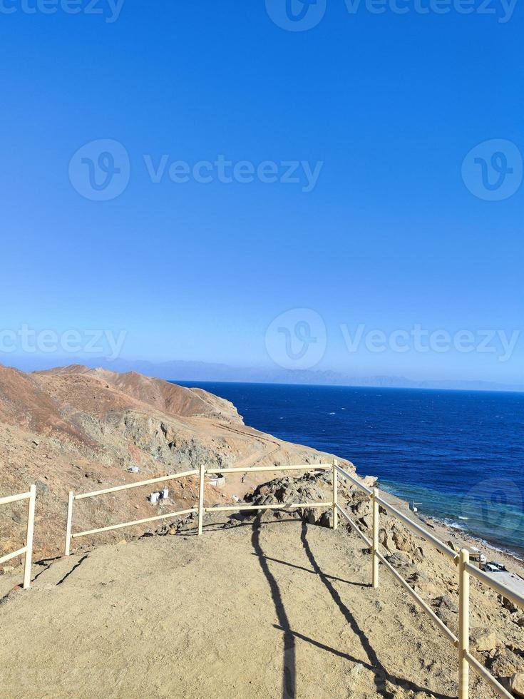 Beautiful sea view of the red sea from over Sinai mountains photo