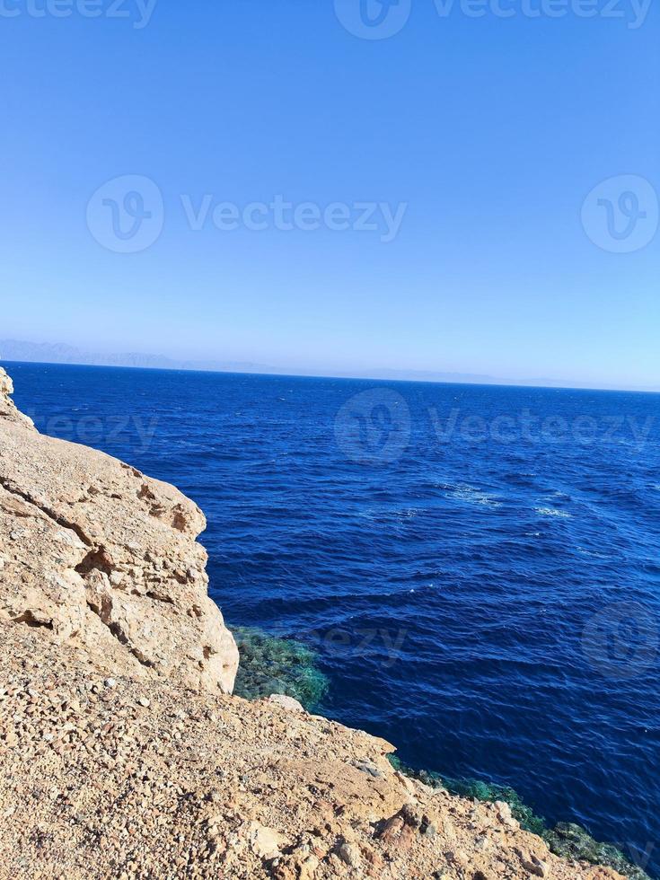 Beautiful sea view of the red sea from over Sinai mountains photo