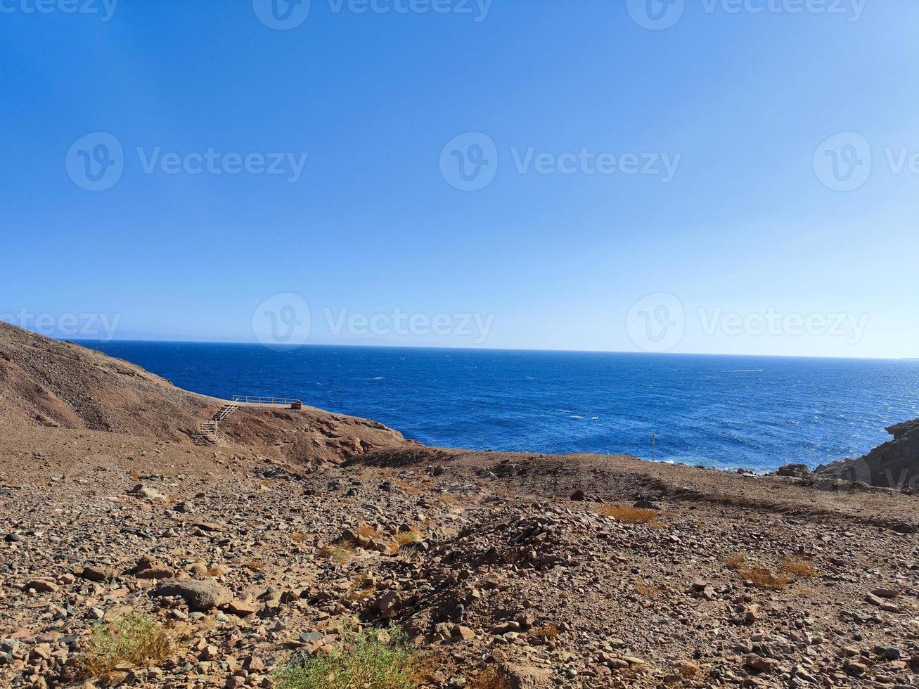 Beautiful sea view of the red sea from over Sinai mountains photo