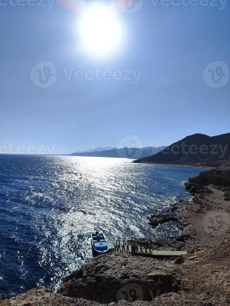 Beautiful sea view of the red sea from over Sinai mountains photo